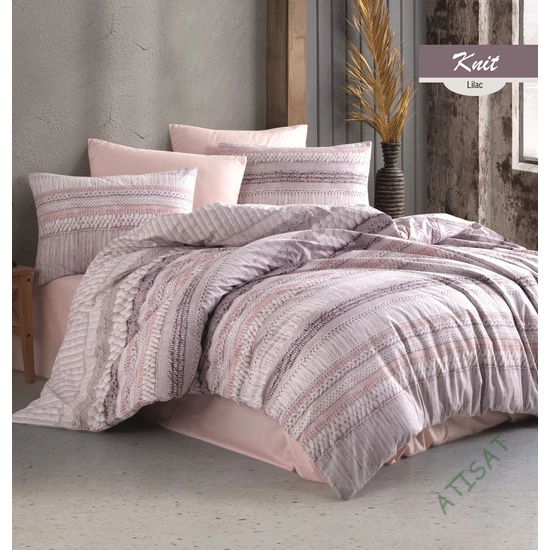 100% pamut renforcé ágyneműhuzat garnitúra KNIT LILAC